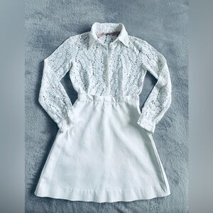 No21 Womens White Long Sleeve Collared Lace Shift Dress IT 38 XS S Made in IT